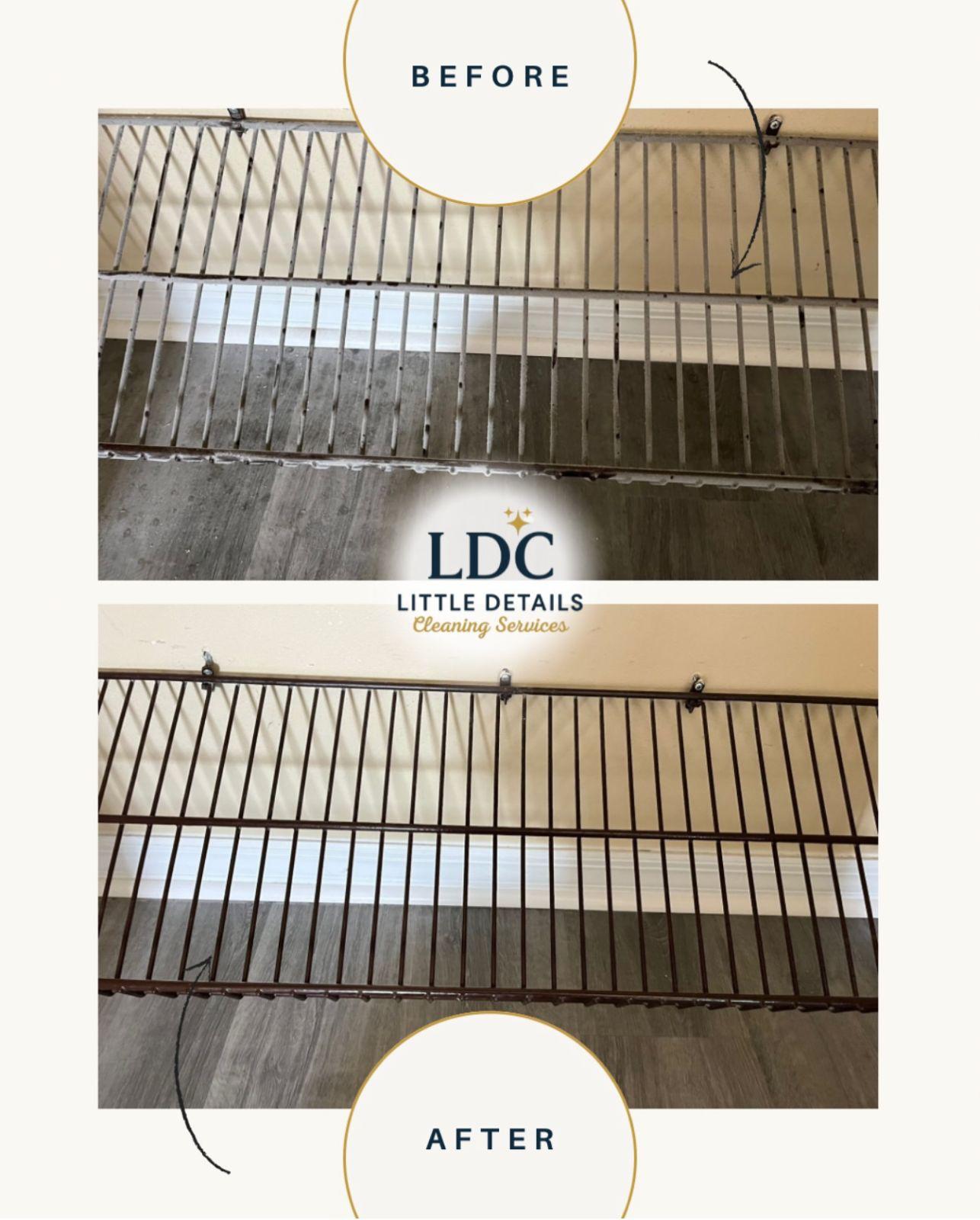 Railings scrubbed free of dust and buildup
