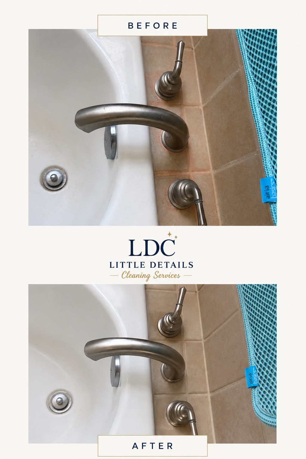 Bathroom fixtures polished spotless